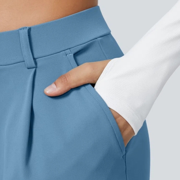 Nwt! Halara High Waisted Side Pocket Straight Leg Work Pants, Light Azure - Picture 5 of 9